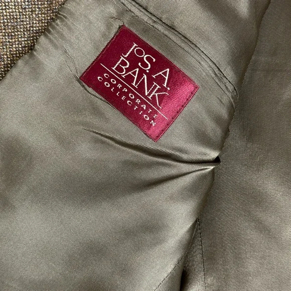 Jos‎ A Bank Blazer Sport Coat Mens 44 Regular Brown Wool Two Button Notch Lapel - Picture 10 of 13